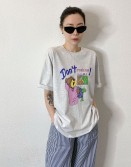 Grey Cartoon Oversized Tee #250320